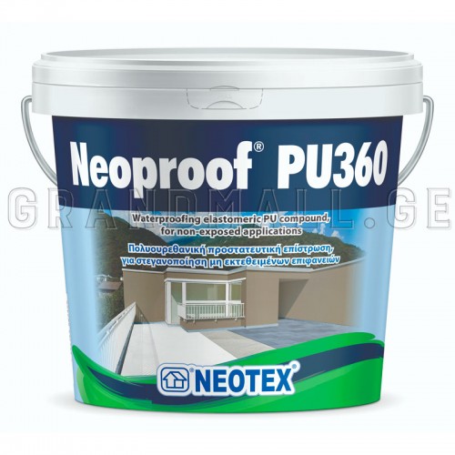 WATER-BASED POLYURETHANE WATERPROOFING COATING FOR NON-EXPOSED APPLICATIONS NEOTEX NEOPROOF PU360 4KG