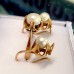 Set of earrings and ring in gold with pearls