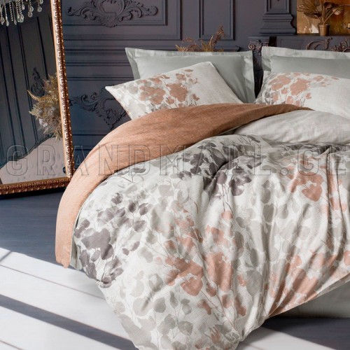 Cotton Box satin bed linen set BLATT GRAY