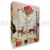 GULCAN COTTON TOWEL SET 2 PCS WHITE CHRISTMAS DESIGN WITH A DEER AND A HARE (SIZE 50X90 CM | 70X140 CM)