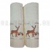 GULCAN COTTON TOWEL SET 2 PCS WHITE CHRISTMAS DESIGN WITH A DEER AND A HARE (SIZE 50X90 CM | 70X140 CM)